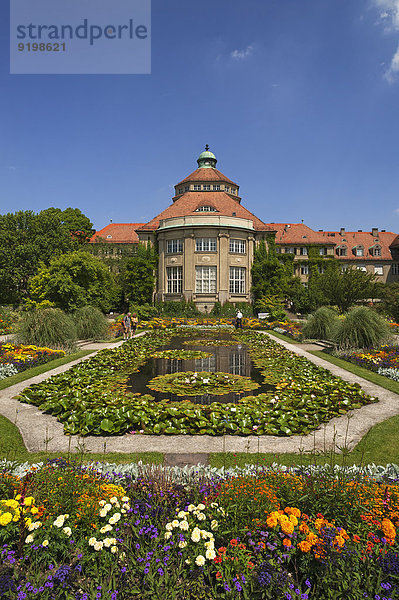 hinter Botanischer Garten Botanische Gebäude Verwaltung Bayern Deutschland München Teich Oberbayern