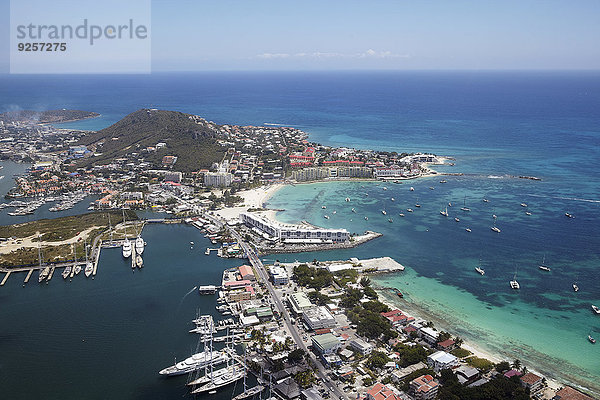 Stadt Meer Jachthafen Karibik Ansicht Luftbild Fernsehantenne