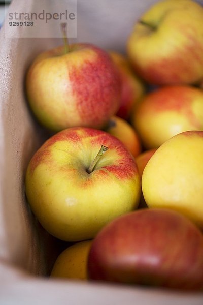 Mehrere frische Äpfel in einer Kiste