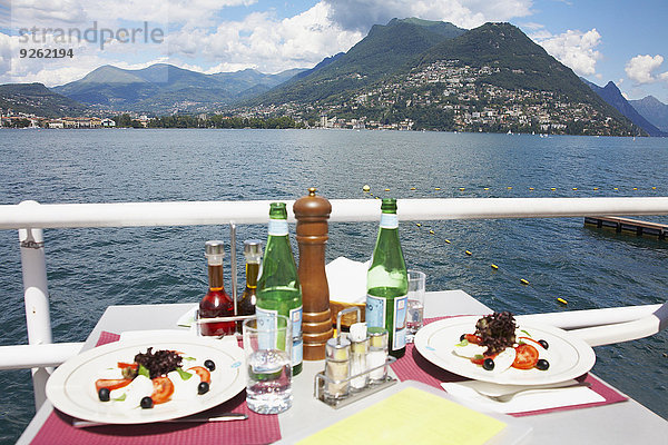 Ländliches Motiv ländliche Motive Lebensmittel See Restaurant Ignoranz Teller Lugano Schweiz