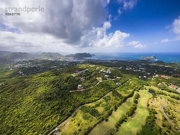 Karibik  St. Lucia  Cap Estate  Cottan Bay Village  Luftaufnahme Plantation Bay Region