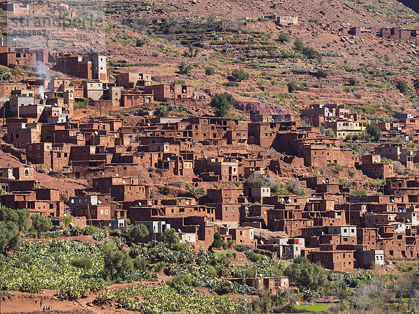 Marokko  Marrakesch-Tensift-El Haouz  Atlasgebirge  Dorf Anammer  Ourika-Tal  Lehmhäuser