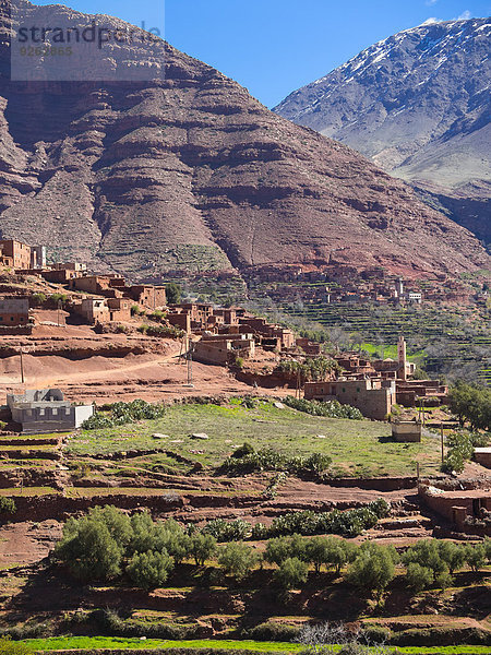 Marokko  Marrakesch-Tensift-El Haouz  Atlasgebirge  Ourika-Tal  Dorf Anammer  Lehmhäuser