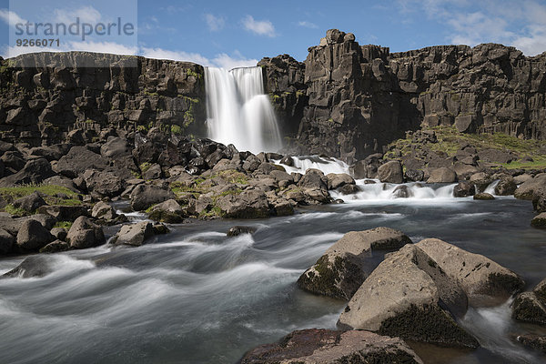 Island  Thingvellir  Oexarafoss Wasserfall