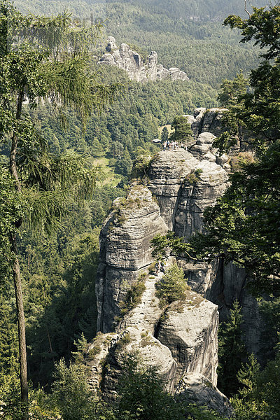 Deutschland  Sachsen  Blick auf das Elbsandsteingebirge im Raum Rathen