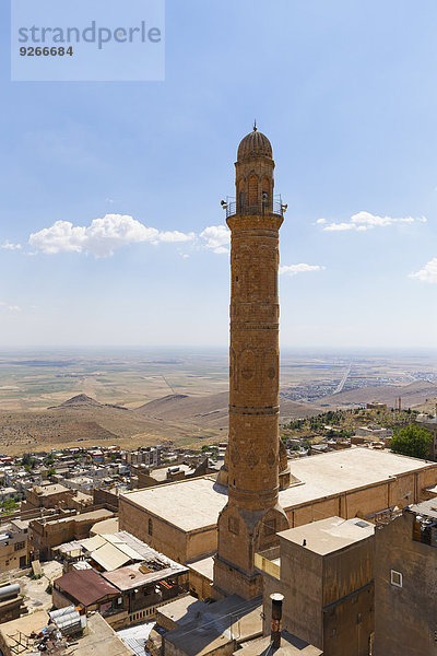Türkei  Mardin  Mesopotamische Ebene und Minarett der Großen Moschee