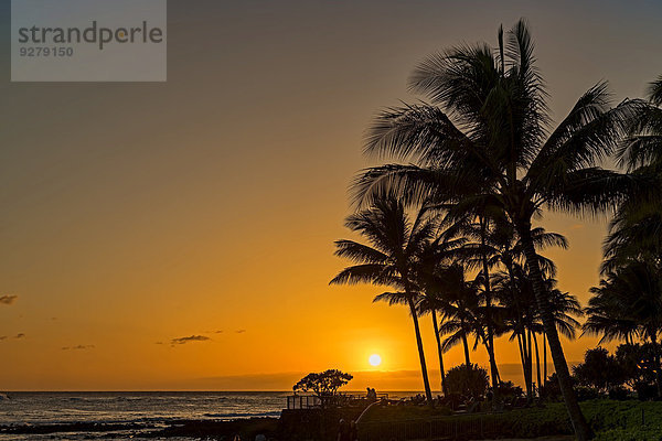 Sonnenuntergang am Strand  bei Poipu  Kauai  Hawaii  USA