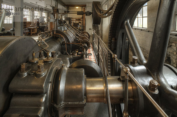 Dampfmaschine  von 1903 bis 1985 in einer Laufer Holzwarenfabrik  heute Industriemuseum Lauf  Lauf an der Pegnitz  Mittelfranken  Bayern  Deutschland