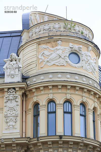 Wohnhaus Straße Kunst Fassade Hausfassade Riga Hauptstadt Alberta Lettland
