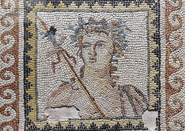 Dionysos Büste  Mosaik aus Zeugma  Zeugma-Mosaik-Museum oder Zeugma Mozaik Müzesi  Gaziantep  Südostanatolien  Anatolien  Türkei
