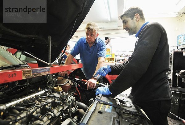 Mechaniker prüft den Motor eines Autos