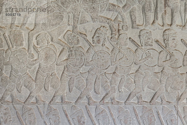 Flachrelief an der Nordgalerie  Darstellung der Kämpfe zwischen Krishna und Bana  Ostflügel von Angkor Wat  Angkor  Provinz Siem Reap  Kambodscha