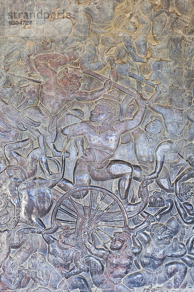 Flachrelief an der Westgalerie von Angkor Wat  Angkor  Provinz Siem Reap  Kambodscha