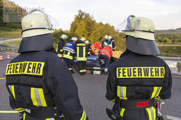 Gemeinsame Unfallübung der Freiwilligen Feuerwehren Bad Säckingen und Murg sowie des Deutschen Roten Kreuzes Bad Säckingen  Bad Säckingen  Baden  Baden-Württemberg  Deutschland