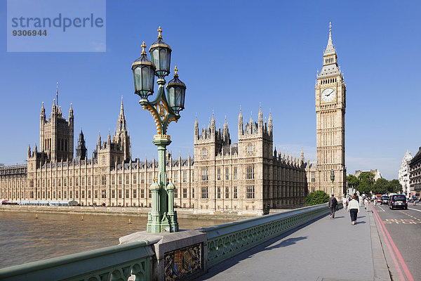 Houses of Parliament  Big Ben  Themse  Westminster Bridge  London  England  Großbritannien