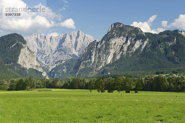 Ausblick von Weng im Gesäuse über das Ennstal auf die Berge  Nationalpark Gesäuse  Steiermark  Österreich