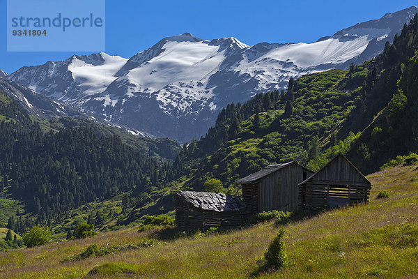 Almhütte  Schalfkogel und Schaltferner  Ötztaler Alpen  Tirol  Österreich  Europa