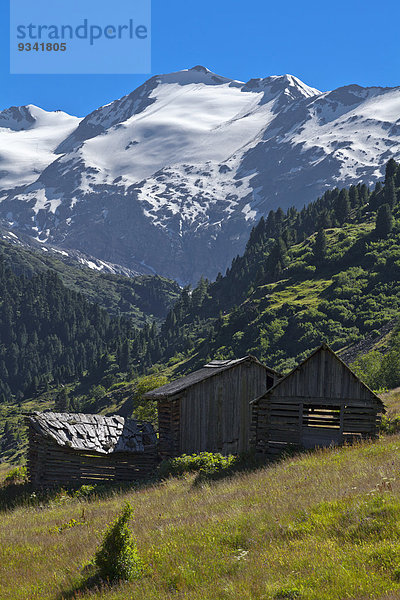 Almhütte  Schalfkogel und Schaltferner  Ötztaler Alpen  Tirol  Österreich  Europa