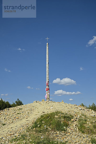 Spanien  Jakobsweg  Camino Frances  Eisernes Kreuz am Monte Irago