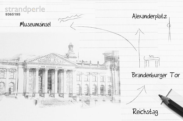Skizze des Berliner Reichstags