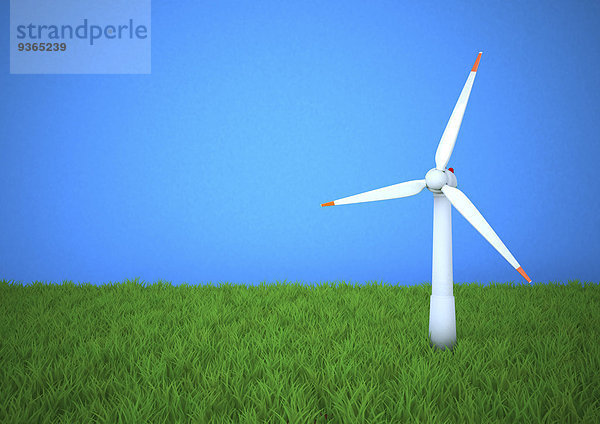 Windkraftanlage auf Gras  3D-Rendering