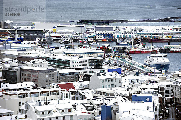 Reykjavik Hauptstadt Stadtansicht Stadtansichten Ozean Ansicht Luftbild Fernsehantenne Island