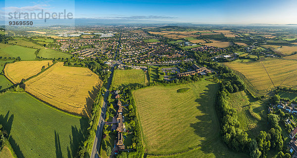 Ländliches Motiv ländliche Motive Feld Großstadt Ansicht umgeben Luftbild Fernsehantenne England Gloucestershire