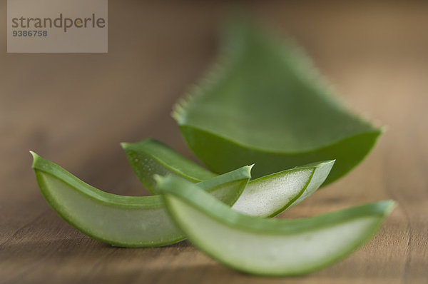 Aloe Vera-Blatt und Stückchen