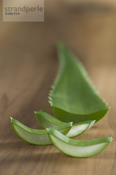 Aloe Vera-Blatt und Stückchen