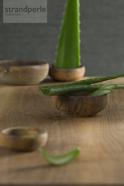 Aloe Vera-Blatt und Stückchen