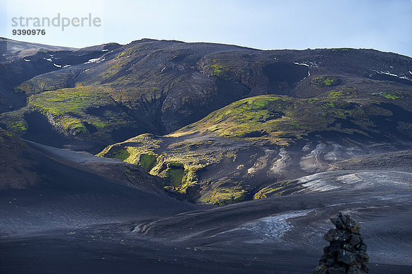 Europa Berg Steilküste Reise Urlaub Gras Schlucht Australien Island Landmannalaugar