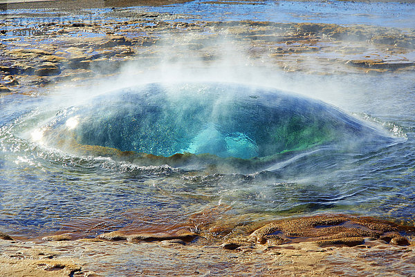 Wasser Europa Steilküste Reise Geysir Wasserdampf Urlaub Geothermisches Kraftwerk Island