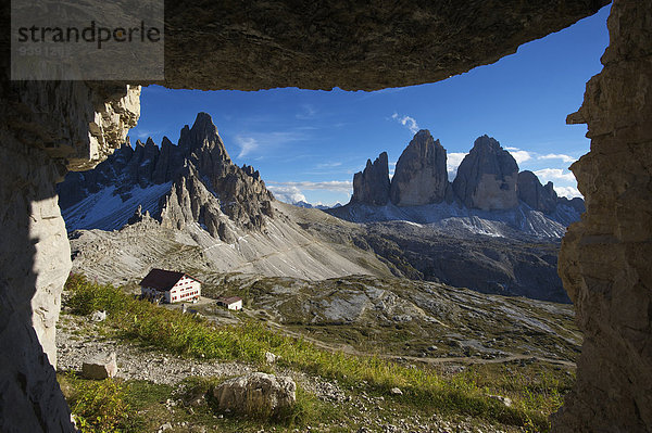 Außenaufnahme Landschaftlich schön landschaftlich reizvoll Hütte Trentino Südtirol Europa Berg Tag Landschaft niemand Natur Dolomiten Zinne Italien