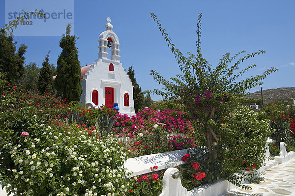 Außenaufnahme bauen Europa Tag Gebäude niemand Architektur Kirche Religion Insel Griechenland Ano Mera Kapelle Christ Kykladen griechisch Mittelmeer Mykonos