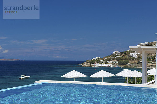 Außenaufnahme Europa Tag Schwimmbad niemand Hotel Insel Griechenland Kykladen griechisch Mittelmeer Mykonos Tourismus