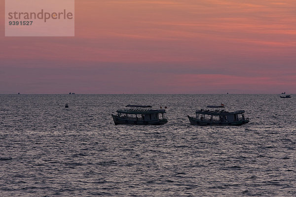 Außenaufnahme Hafen Sonnenuntergang Boot Meer Toi Misaki Asien Fischerboot Vietnam