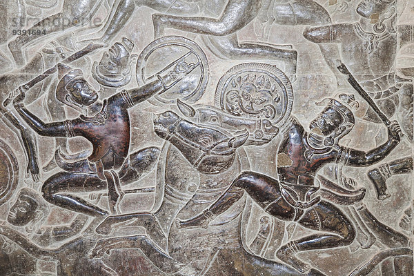 Detail Details Ausschnitt Ausschnitte Kampf Architektur Kunst Schlacht Krieg UNESCO-Welterbe Tempel Angkor Asien Kambodscha Streitwagen Siem Reap