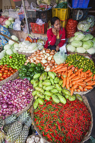 Lebensmittel Gemüse kaufen Asiatische Küche Laden Markt Asien Kambodscha Siem Reap