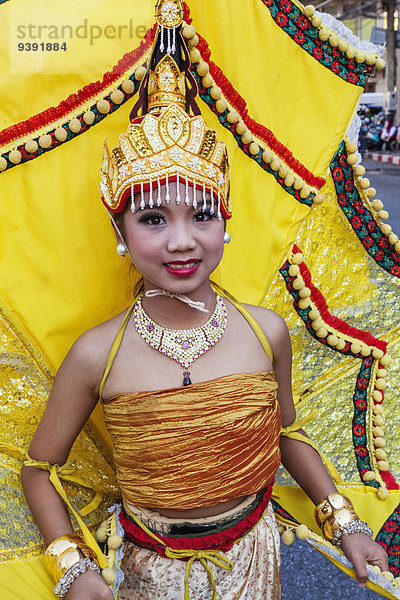Blume fließen Mädchen Festival Asien Chiang Mai Parade Thailand