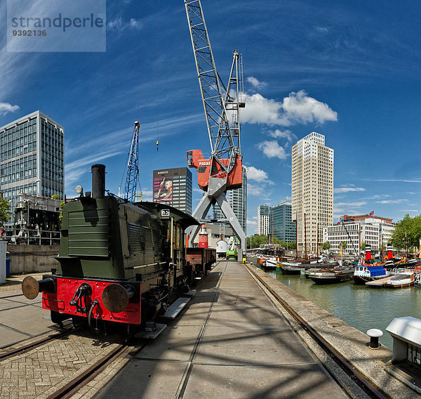 Europa Sommer Großstadt Boot Dorf Schiff Niederlande Rotterdam Zuid-Holland