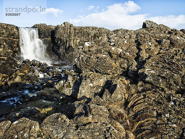 Wasser Europa Winter Insel Wasserfall Thingvellir Nationalpark Island Nordeuropa Þingvellir