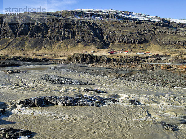 Landschaftlich schön landschaftlich reizvoll Wasser Europa Winter Landschaft fließen Fluss Insel Island Nordeuropa Vatnajökull