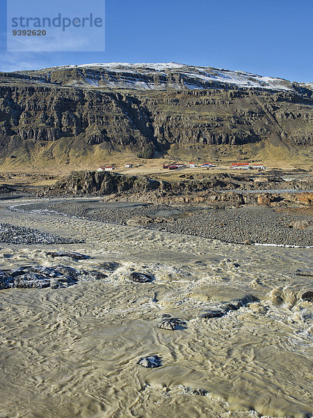 Landschaftlich schön landschaftlich reizvoll Wasser Europa Winter Landschaft fließen Fluss Insel Island Nordeuropa Vatnajökull