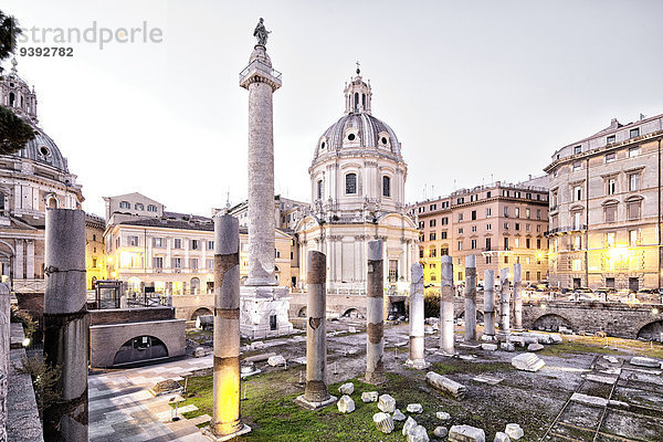 Rom Hauptstadt Europa Unterricht Blaue Stunde Foro Forum Romanum Italien Piazza Venezia Dämmerung