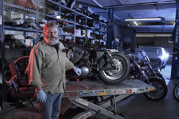 Vereinigte Staaten von Amerika USA Garage Mann Laden Motorrad Route 66