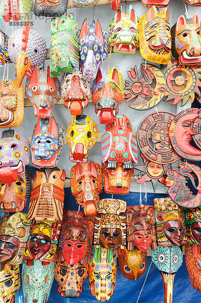 bunt Holz Indianer Mittelamerika Maske Guatemala Markt