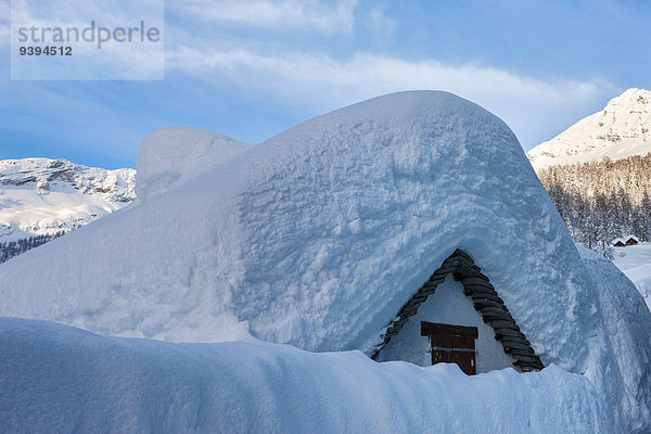 Europa Winter Wohnhaus Dorf Schnee Schweiz