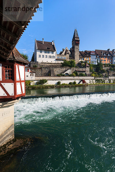 Europa Brücke fließen Fluss Kanton Aargau Schweiz