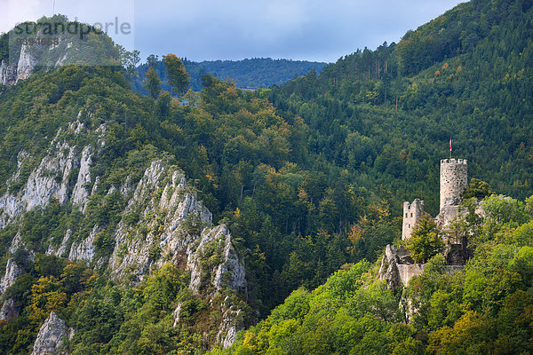 Felsbrocken Europa Palast Schloß Schlösser Steilküste Wald Holz Herbst Kanton Solothurn Schweiz