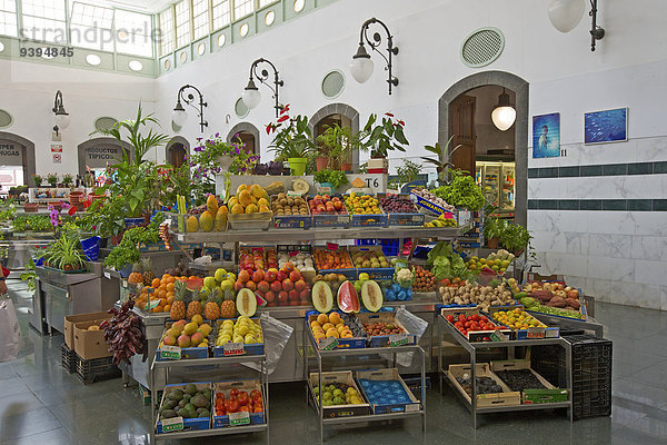 Marktstand Europa Tag Lebensmittel Handel Frucht Lebensmittelladen Gemüse niemand innerhalb kaufen Kanaren Kanarische Inseln La Palma Markt Spanien